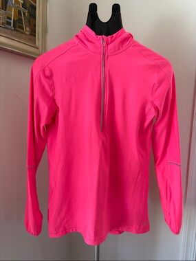 Hind Women's Pink 1/2 Zip Long Sleeve Pullover Hoodie Sweatshirt Running Jacket